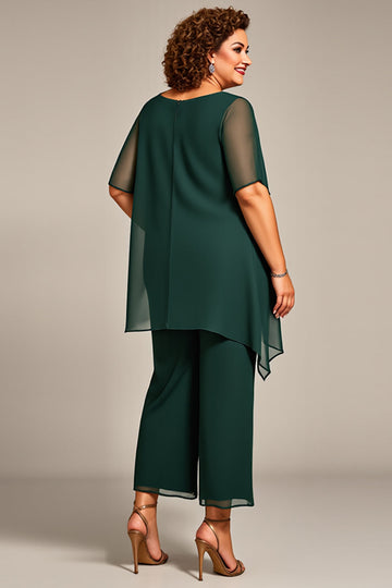 Pin 2 pièces mousseline de soie grande taille mère de la mariée pantalons tailleurs